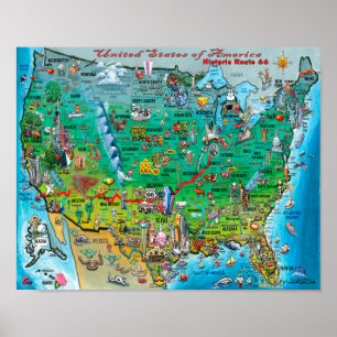 Historic Route 66 USA Poster