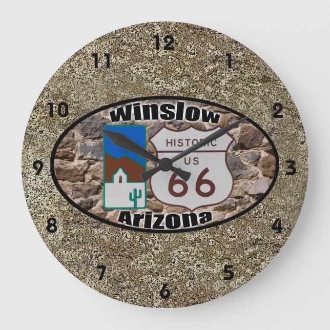 Historic Route 66 - Winslow, Arizona Large Clock (Front)