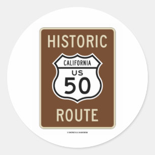 Historic Route US Highway 50 (California) Classic Round Sticker