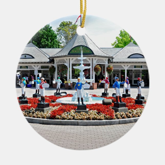 Historic Saratoga 150 on Opening Day Ceramic Ornament (Front)