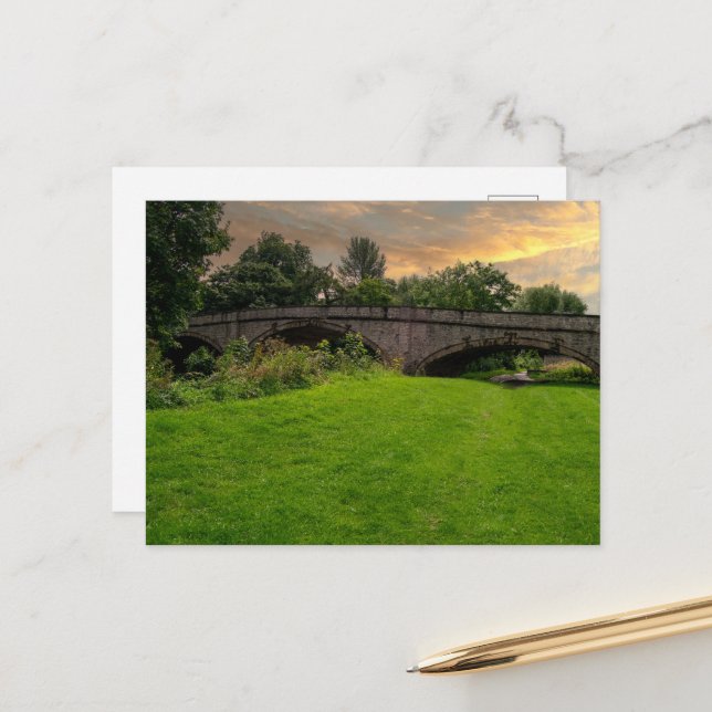 Historic St. Asaph Bridge Over River Elwy Postcard (Front/Back In Situ)