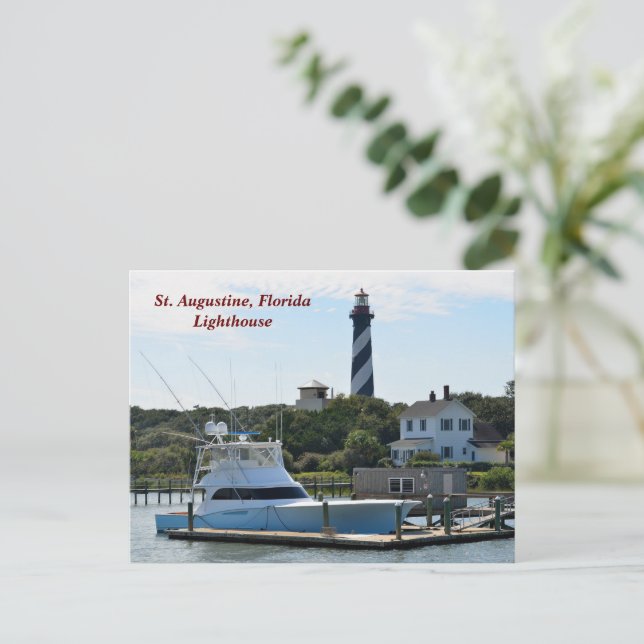 Historic St. Augustine, Florida lighthouse Holiday Postcard (Standing Front)