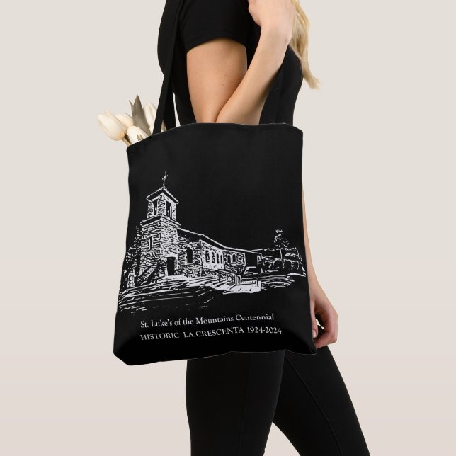 Historic St. Luke's Of the Mountains Tote BLACK Bag (Close Up)