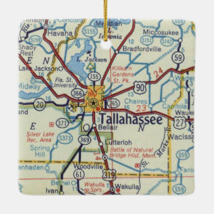 Historic Tallahassee Map Ceramic Ornament