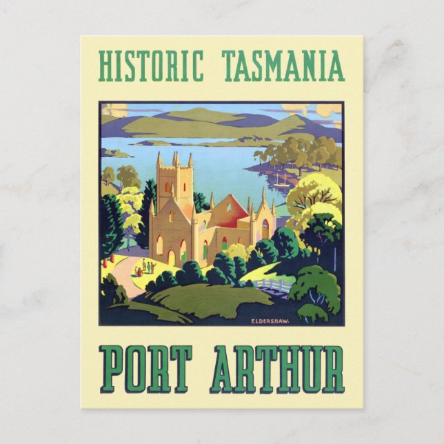 Historic Tasmania Port Arthur Vintage Poster 1930s Postcard (Front)