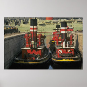 Historic tugs at Montreal waterfront, Quebec, Cana Poster