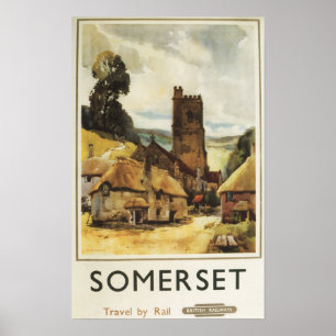 Historic Village Scene British Railway Poster