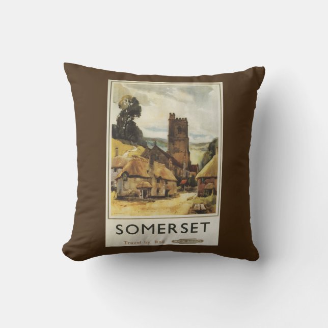 Historic Village Scene British Railway Poster Cushion (Front)