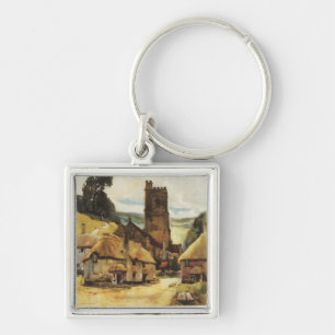 Historic Village Scene British Railway Poster Key Ring