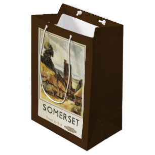 Historic Village Scene British Railway Poster Medium Gift Bag