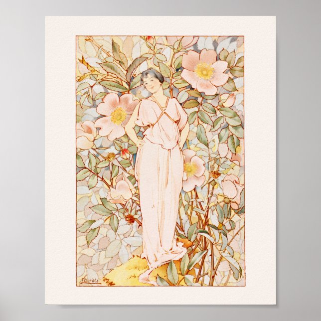 Historic Vintage Nouveau Flower Fairy Poster (Front)