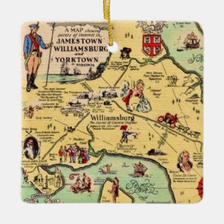 Historic Williamsburg Map Ceramic Ornament