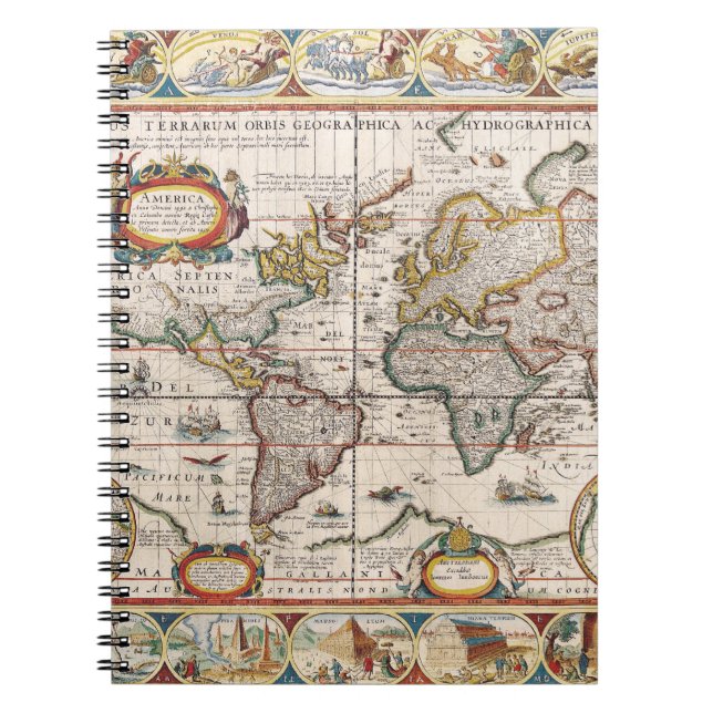 Historic World Map Borders Notebook (Front)