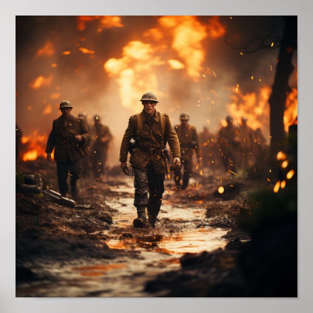 Historic World War II Poster: Explosive Battle on  Poster (Front)