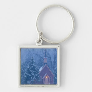 Historic Yosemite Valley Chapel during heavy Key Ring