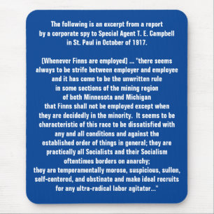 Historical 1917 USA report on Finnish labour issue Mouse Pad
