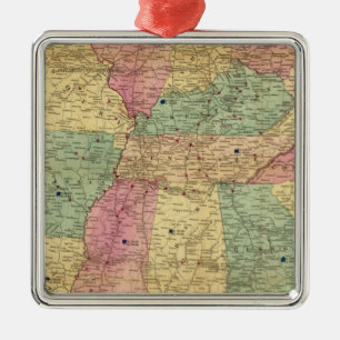 Historical and Military Map of the US Metal Tree Decoration