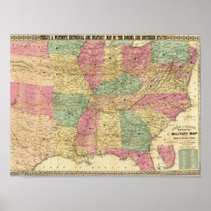 Historical and Military Map of the US Poster