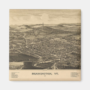 Historical Bennington, Vermont Vintage Map Magnet