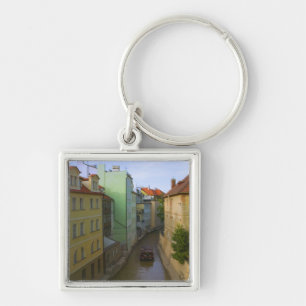 Historical buildings with canal, Prague, Czech Key Ring