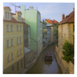 Historical buildings with canal, Prague, Czech Tile