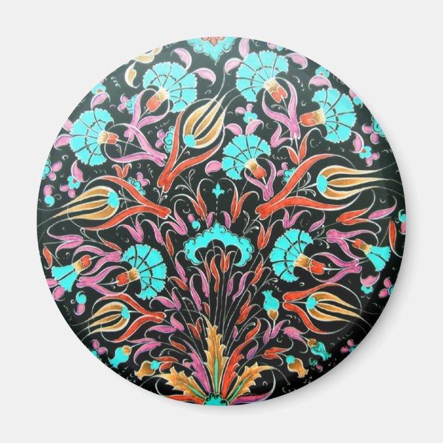 Historical Carnation and Tulip Pattern - Tile Art Magnet (Front)