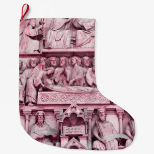 Historical, Christian sculptures Notre Dame Paris Large Christmas Stocking