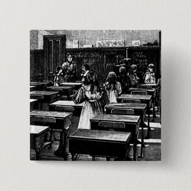 Historical Classroom Picture 15 Cm Square Badge (Front)