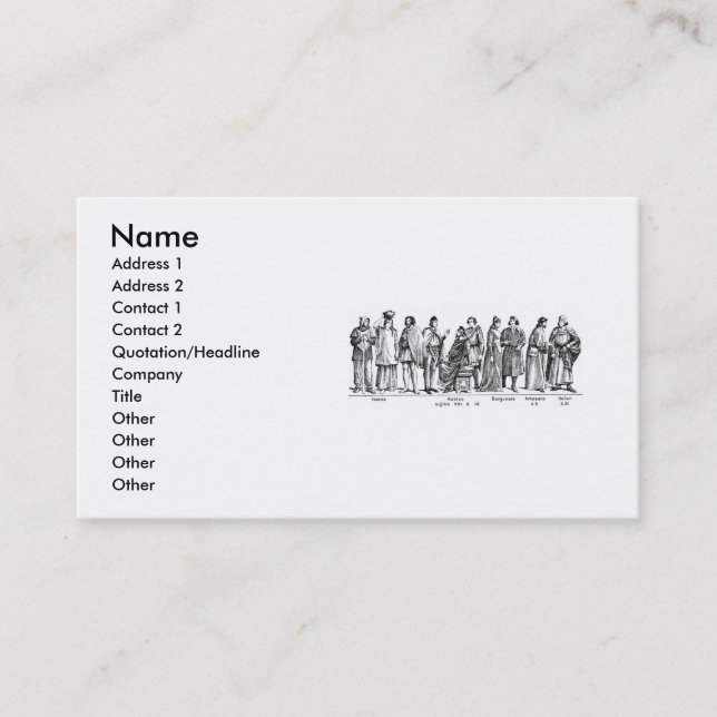 Historical Costumes Business Card (Front)