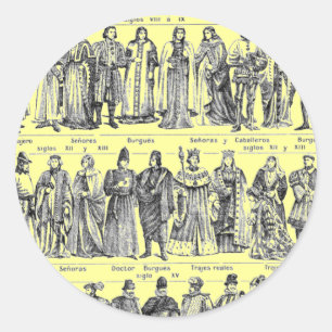 Historical Costumes Classic Round Sticker