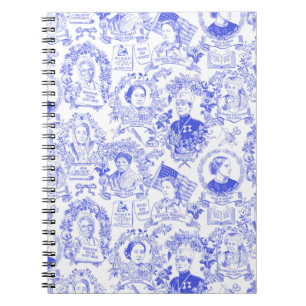 Historical Feminist Pioneers Blue Toile Notebook