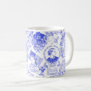 Historical Feminist Pioneers Toile in Blue Coffee Mug