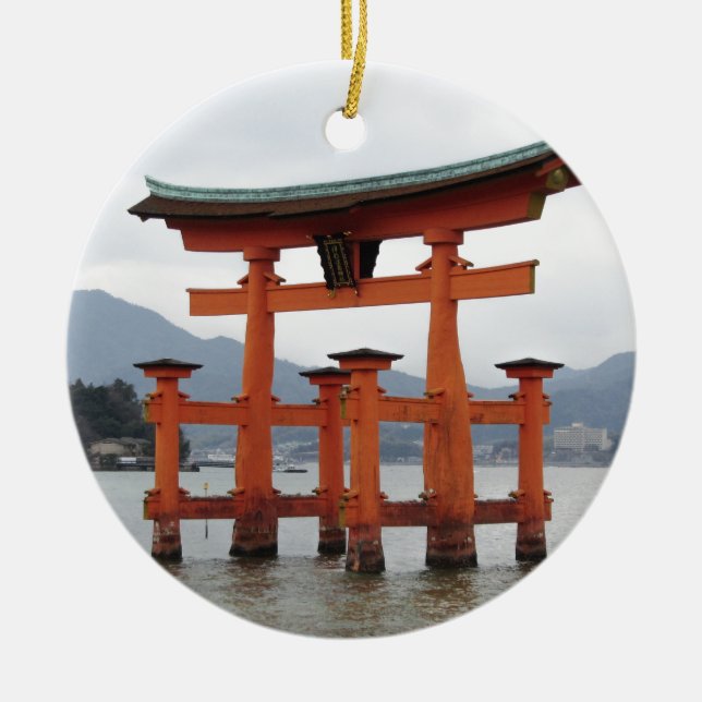 Historical Gate in the Bay of Miyajima, Japan Ceramic Ornament (Front)