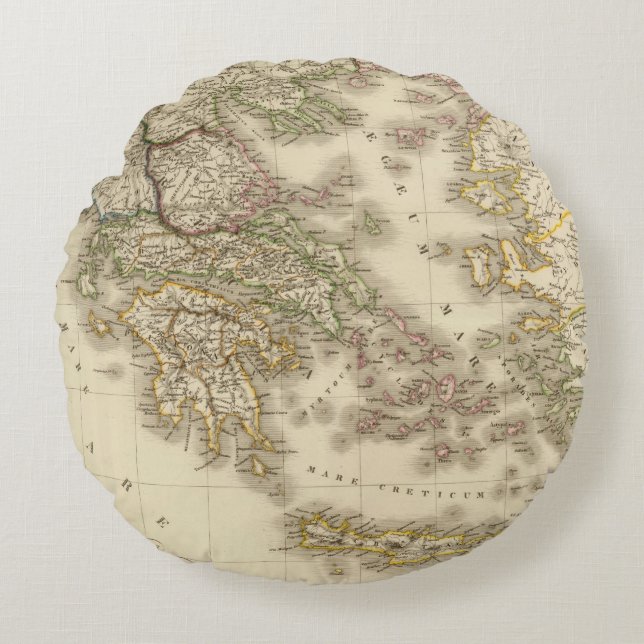 Historical Greece, Paris atlas map Round Cushion (Front)