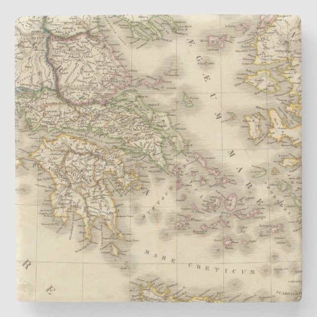 Historical Greece, Paris atlas map Stone Coaster (Front)