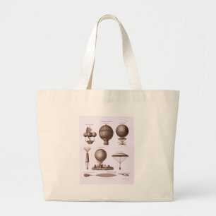 Historical Hot Air Balloon Designs Vintage Image Large Tote Bag