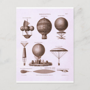 Historical Hot Air Balloon Designs Vintage Image Postcard