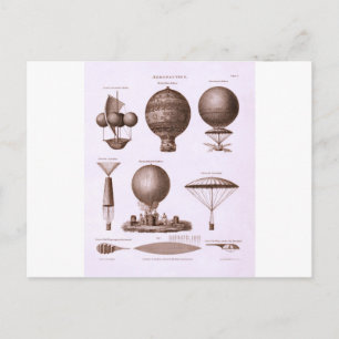 Historical Hot Air Balloon Designs Vintage Image Postcard