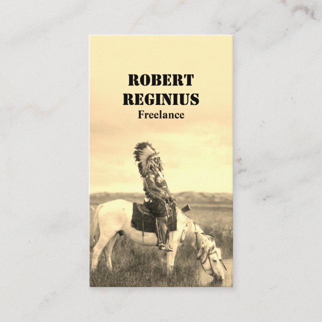 Historical Indian American Chief Sepia Business Card (Front)