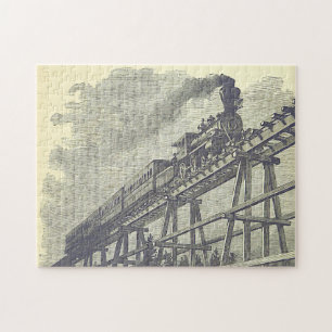 Historical Locomotive Train on a Bridge Puzzle