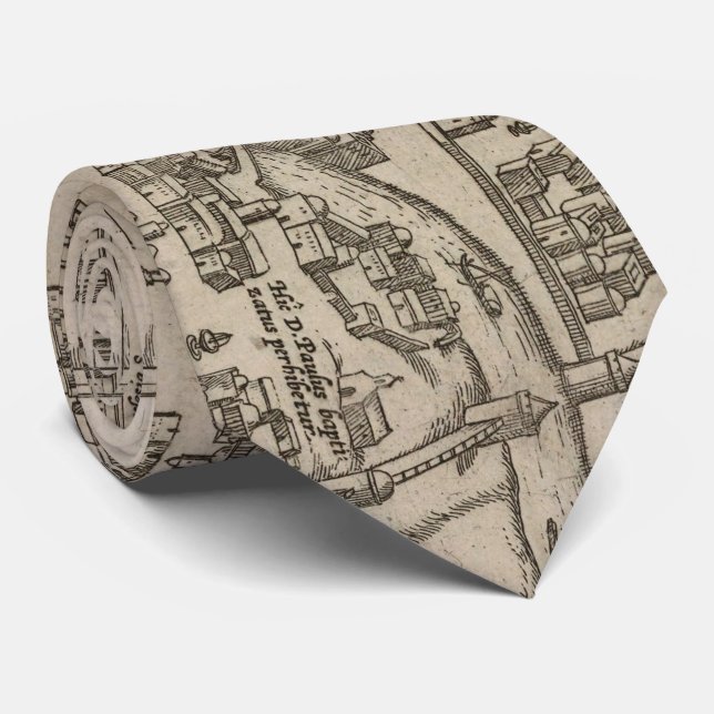 Historical Map of Damascus Syria (1575) Tie (Rolled)