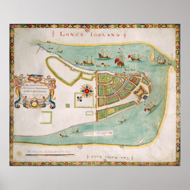 Historical Map of New York City (1664) Poster (Front)