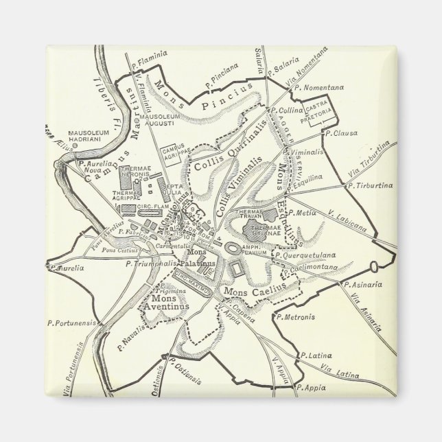 Historical Map of the City of Rome Magnet (Front)