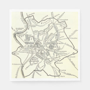 Historical Map of the City of Rome Napkin