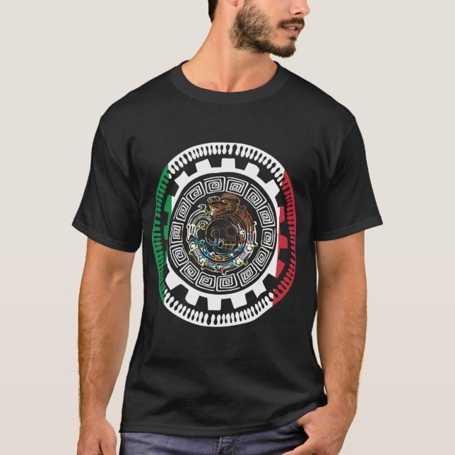Historical Mexican Aztec Mexico Maya Calendar T-Shirt (Front)