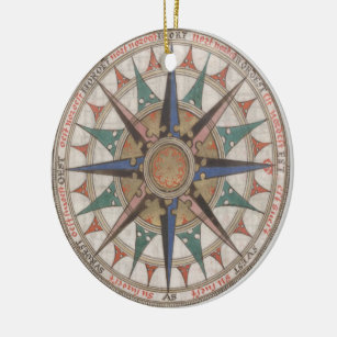 Historical Nautical Compass (1543) Ceramic Ornament