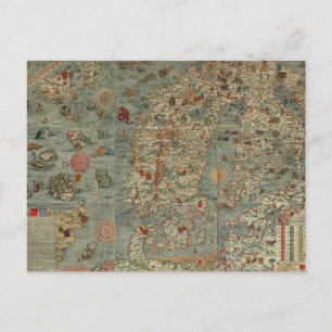 Historical Northern Europe Map Postcard