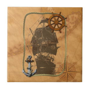 Historical Sailing Ship Ceramic Tile