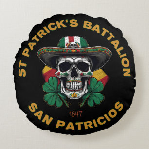 Historical Saint Patricks Battalion Celtic Skull  Round Cushion