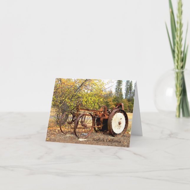 Historical Tractor in Hayfork, California Card (Front)